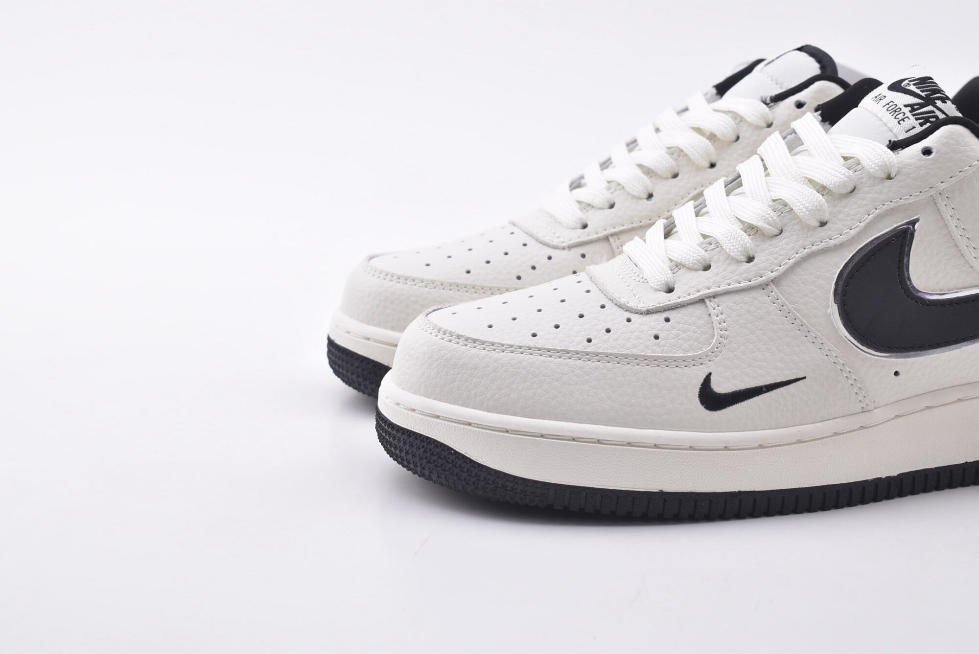 Nike Air Force 1(white, black and silver edges) - Image 5