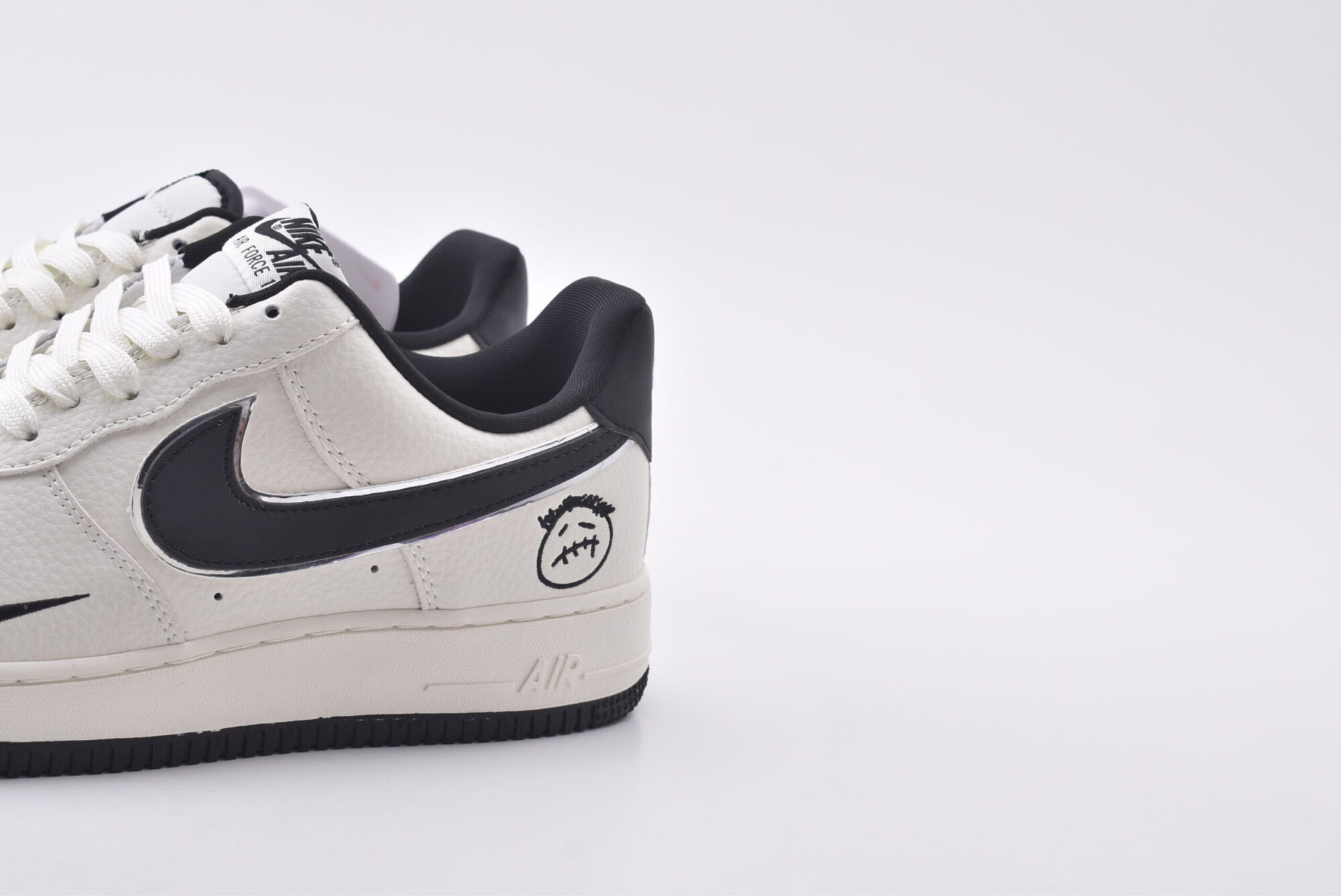Nike Air Force 1(white, black and silver edges) - Image 6