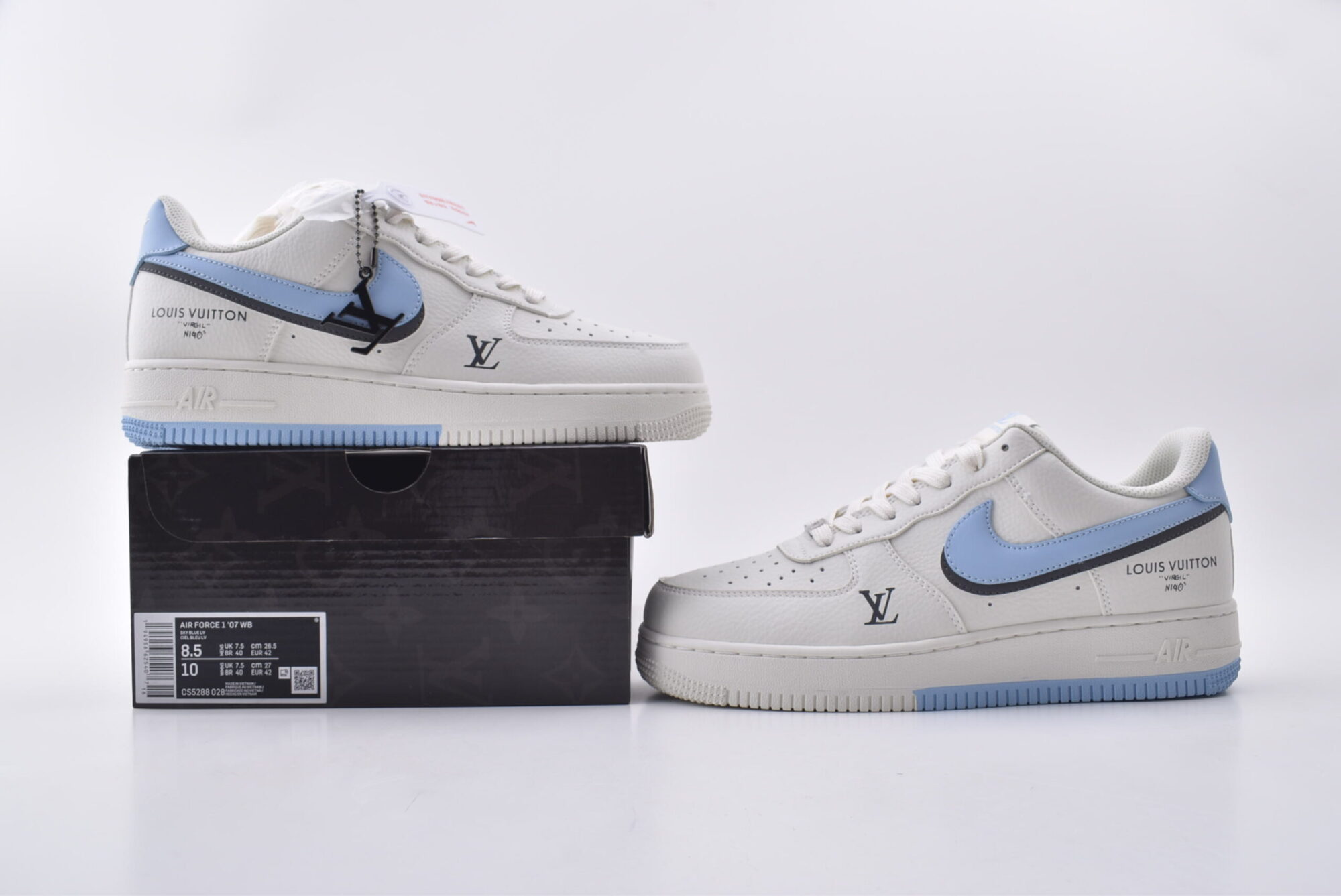 nike air force 1(white, blue and black)