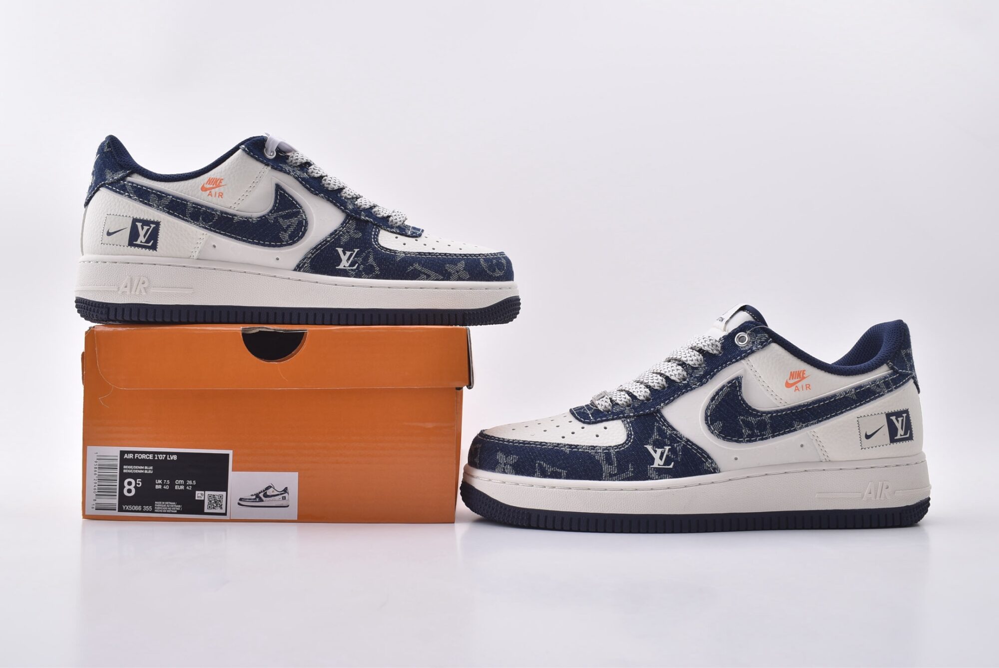 nike air force 1 lv custom (white and blue)