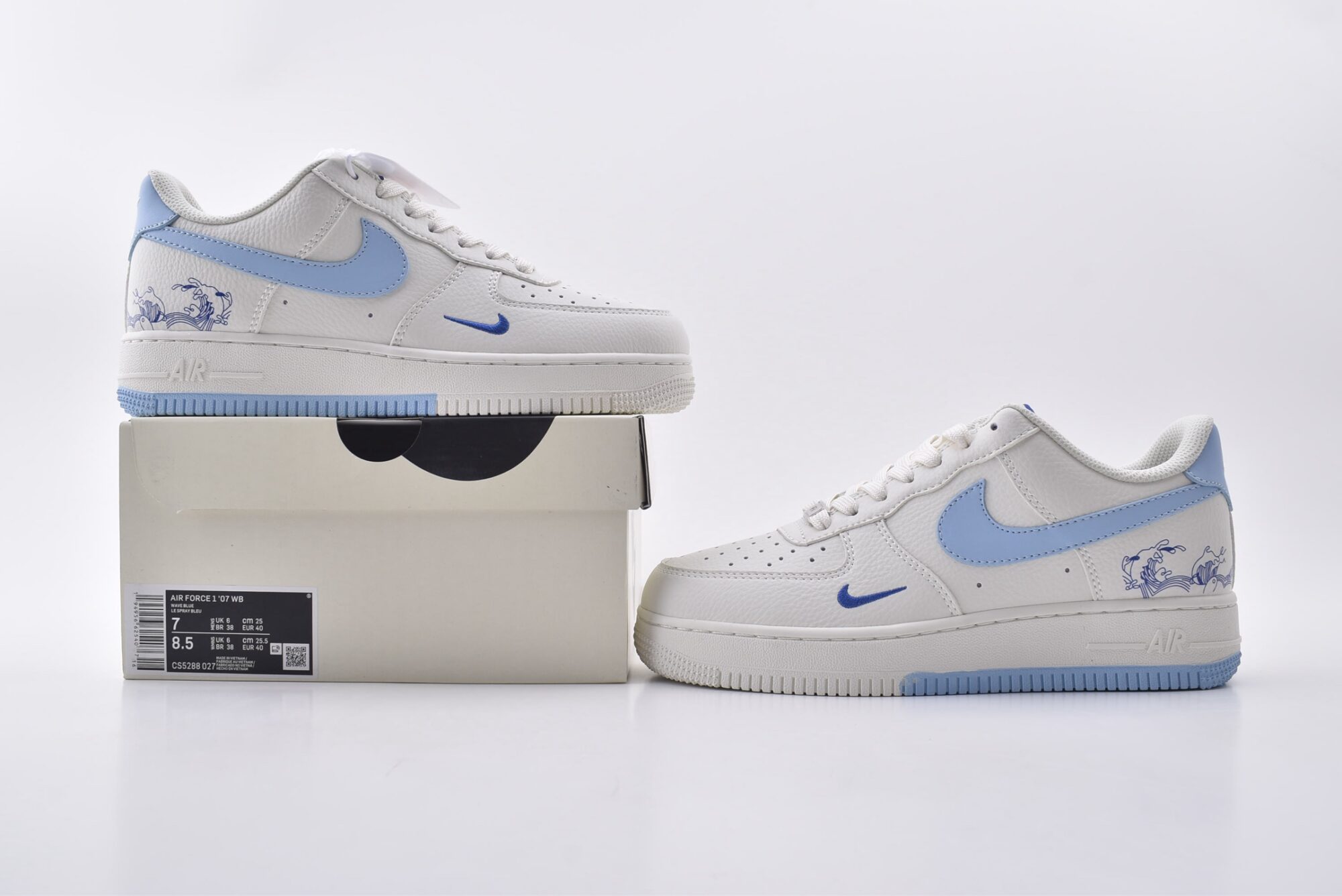 nike air force 1 customized version(white and blue)