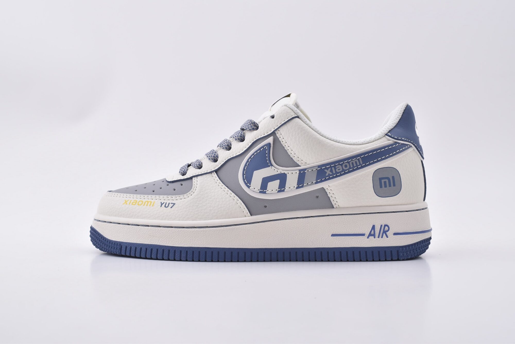 nike air force 1 xiaomi yu7 custom edition (white, gray, blue)