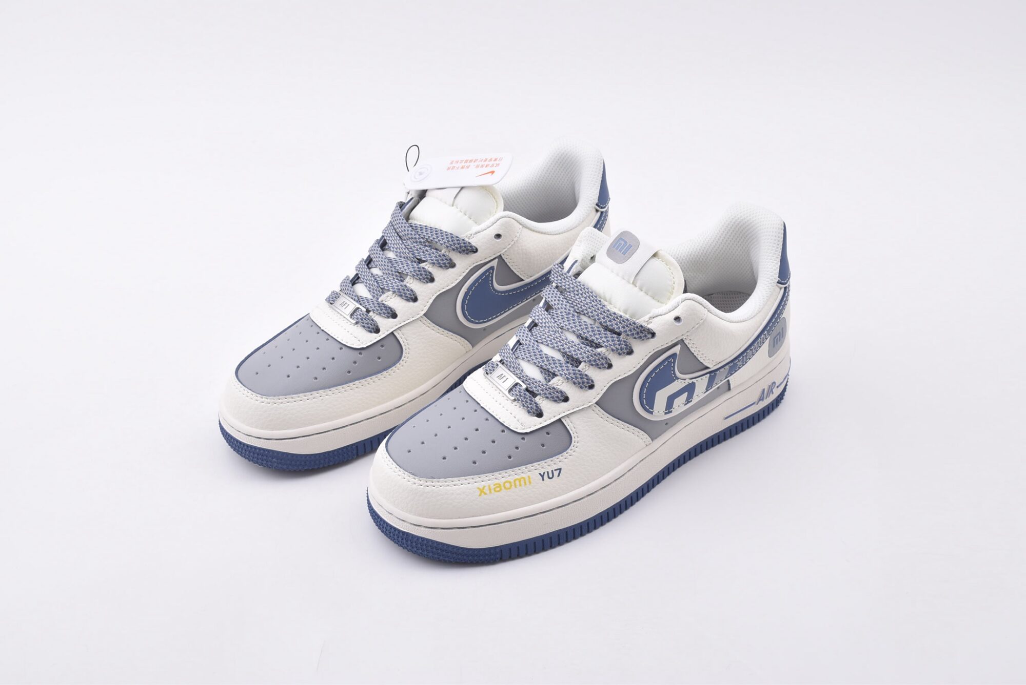 nike air force 1 xiaomi yu7 custom edition (white, gray, blue)