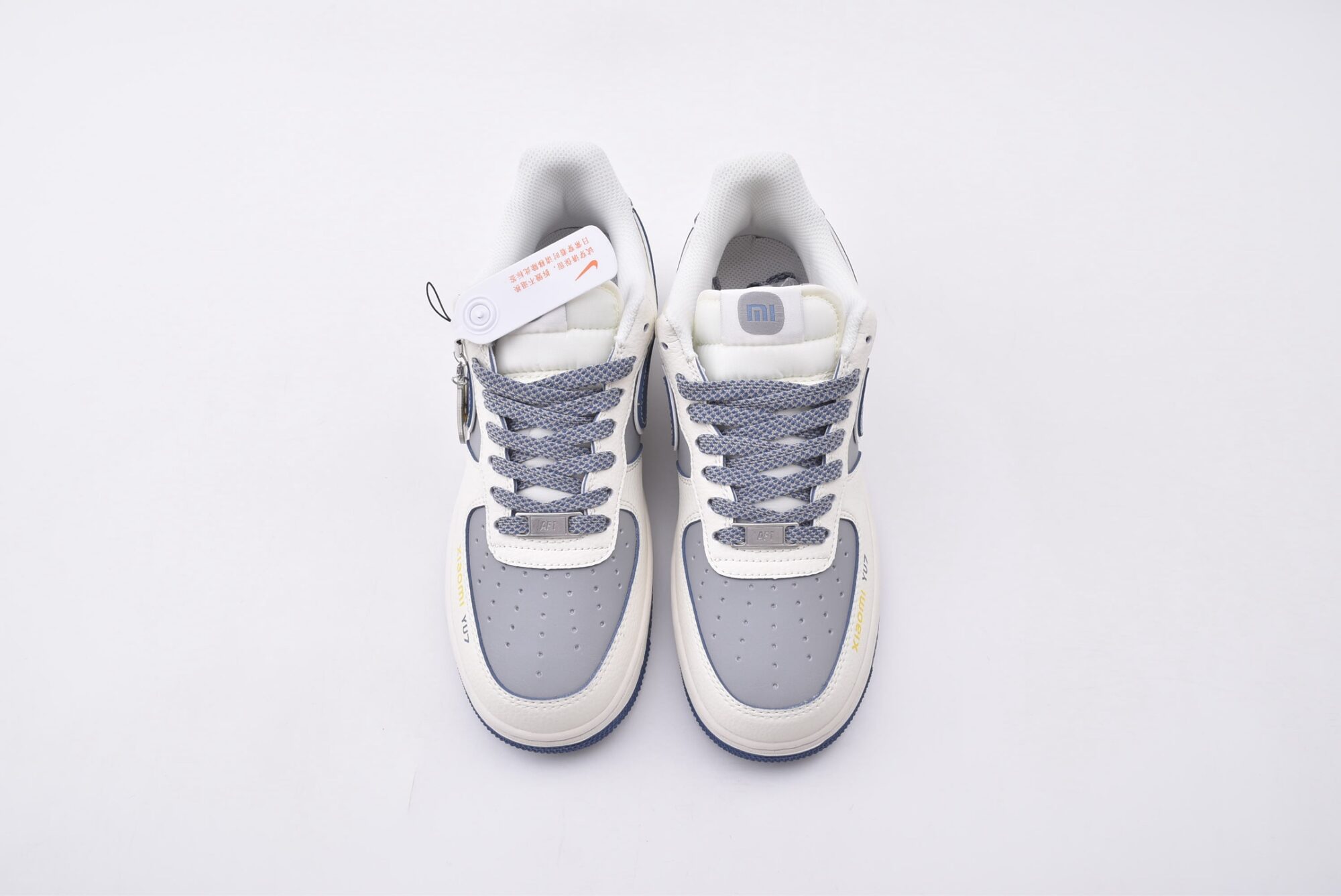 nike air force 1 xiaomi yu7 custom edition (white, gray, blue)
