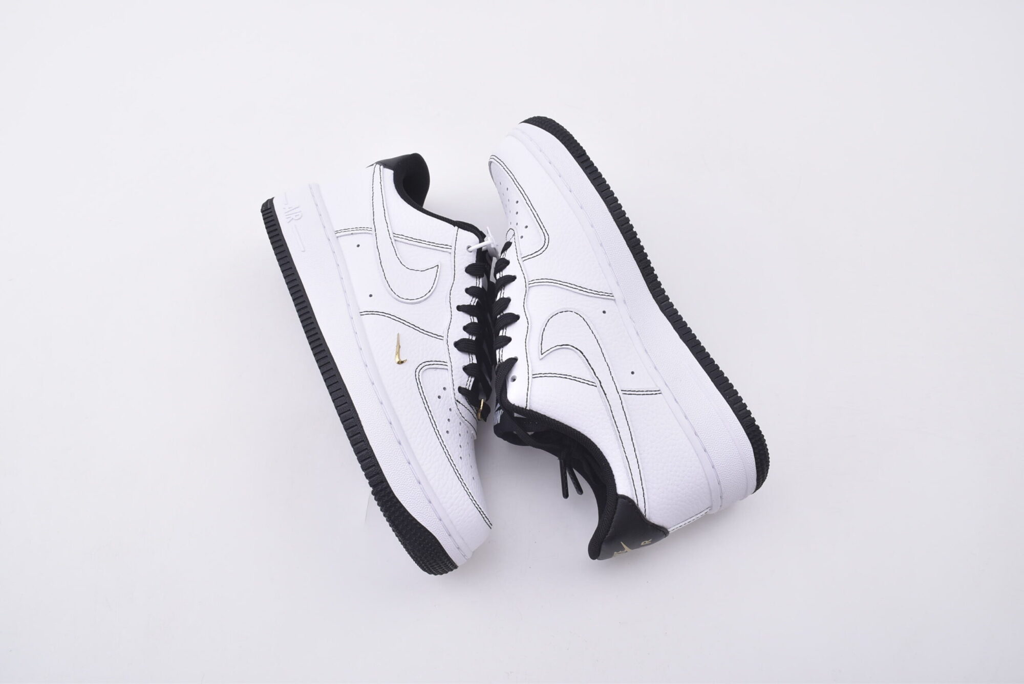 nike air force 1(white, black and gold hook)