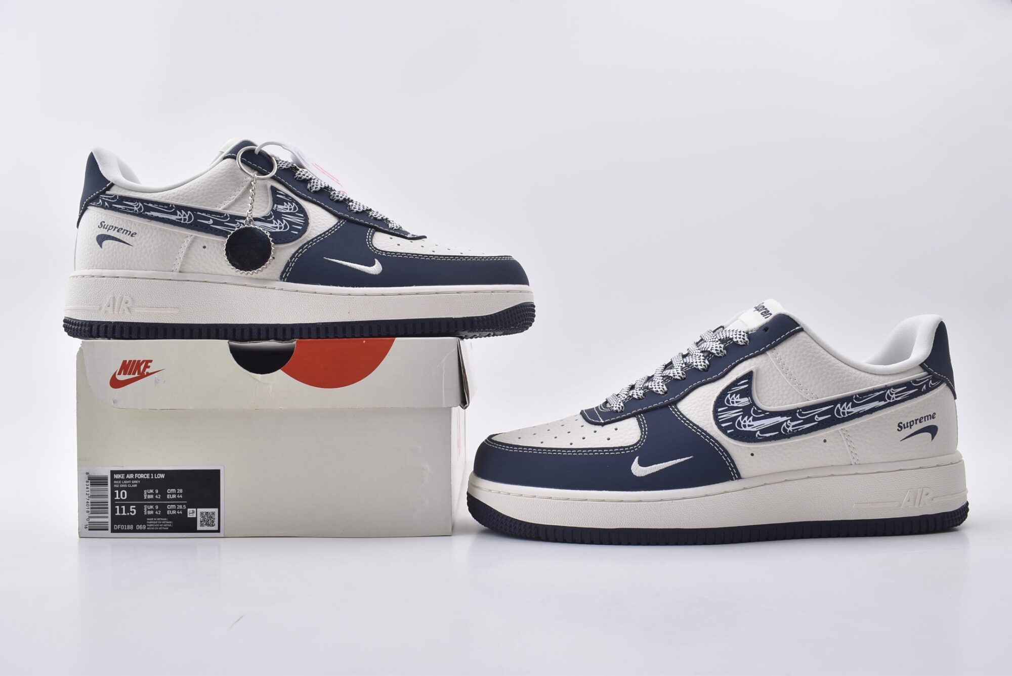 nike air force 1(white blue reverse hook)