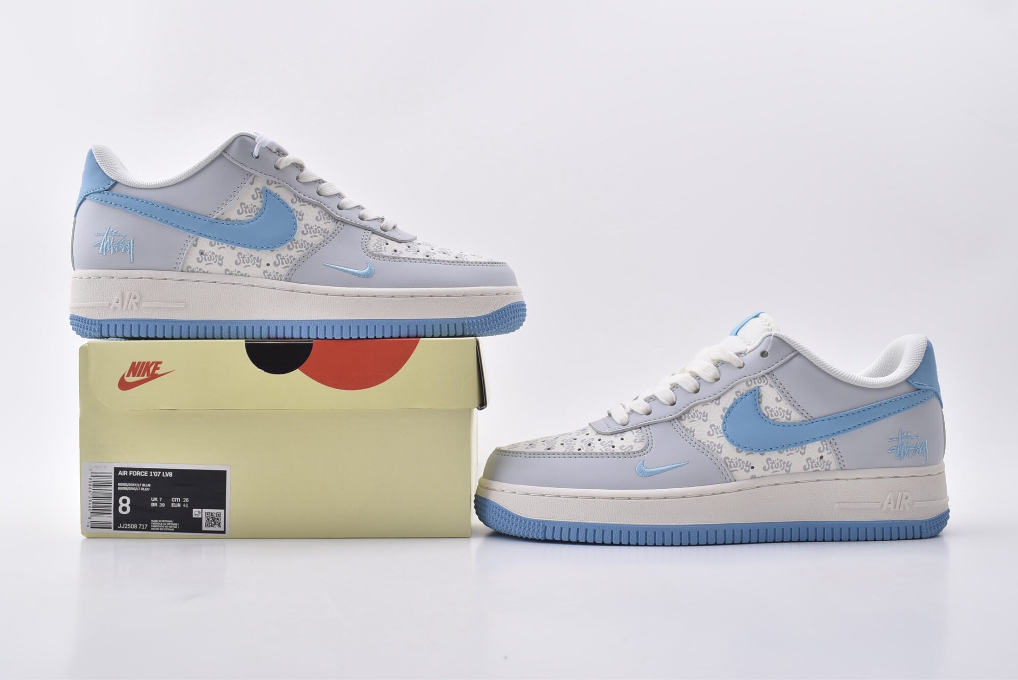 nike air force 1(white, gray, blue)