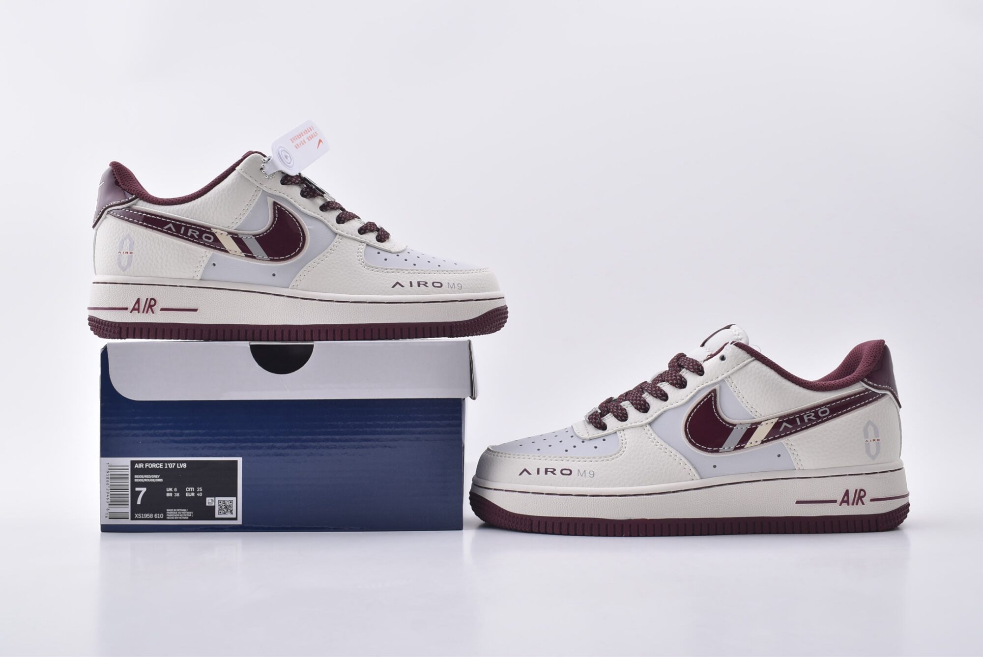 nike air force 1 huawei m9 custom edition (white wine red)