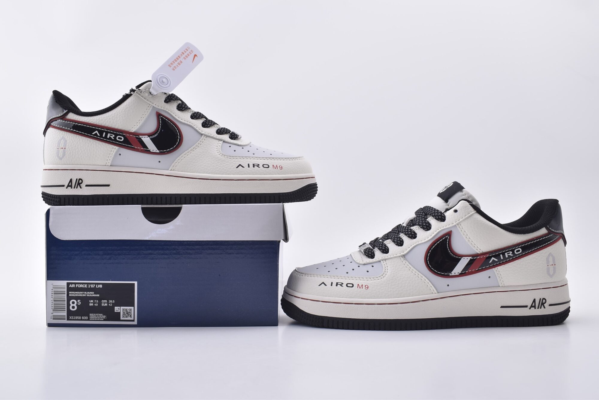 nike air force 1 huawei m9 custom edition(white, black, red)