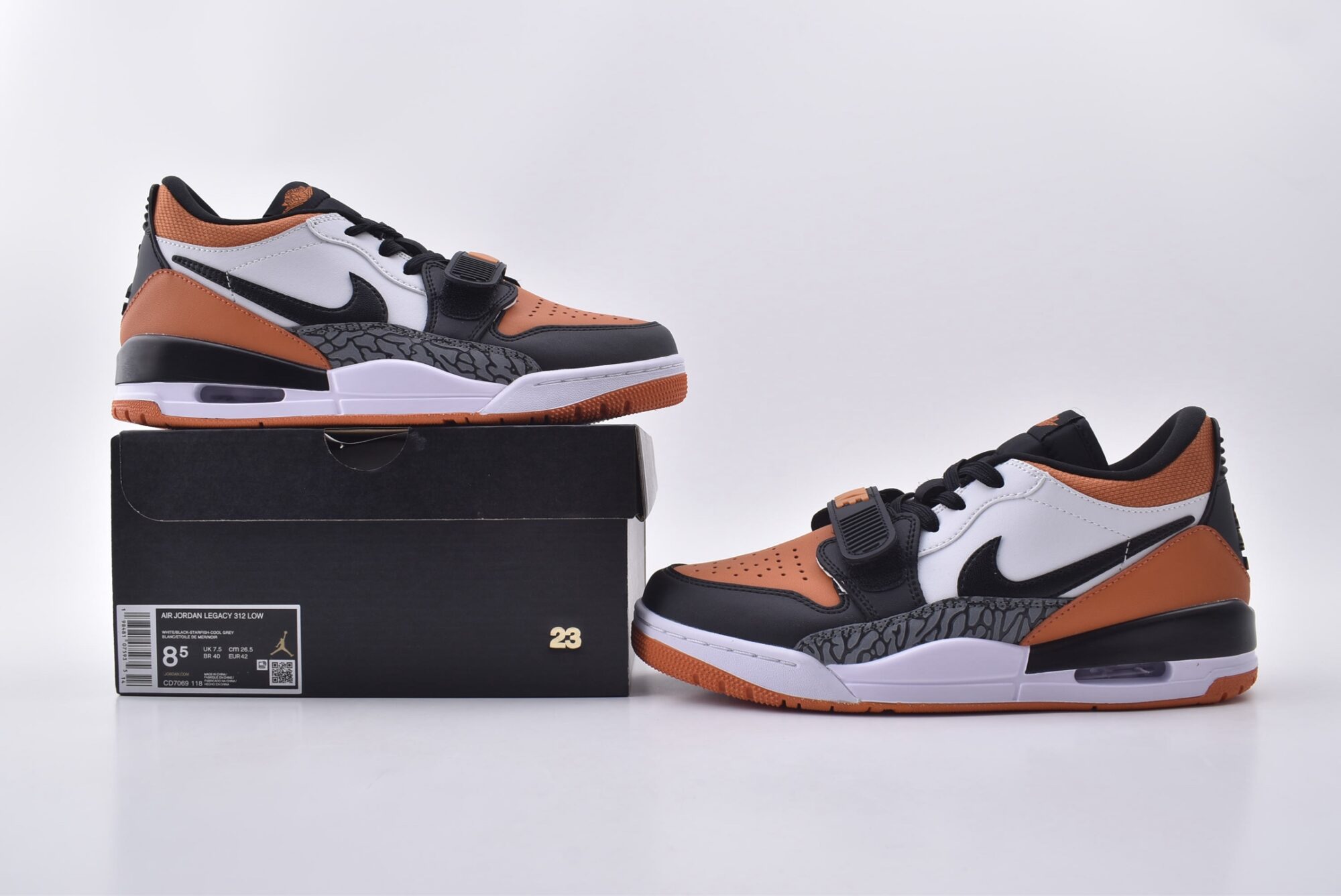 Jordan Legacy 312 LOW   （Black, White and Orange） - Image 9