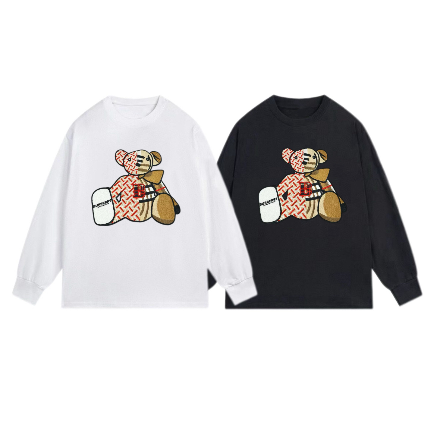 Burberry Embroidered Bear New High-Quality Round Neck Long Sleeve T-shirt for Early Autumn (Couple Style)