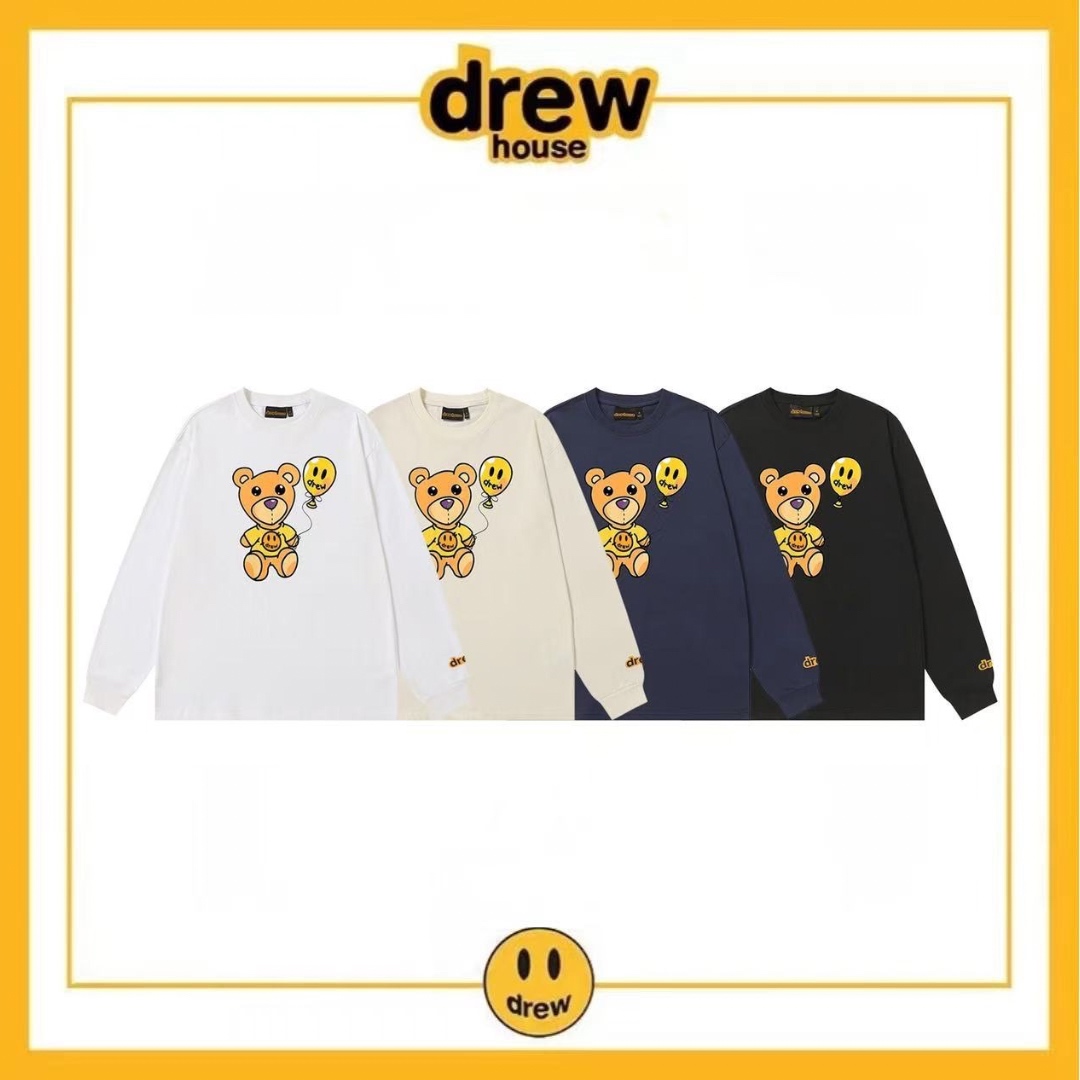 DREW HOUSE Bear Balloon, a trendy American brand similar to Justin Bieber's, loose-fitting, high-street cotton long-sleeved T-shirt. Unisex