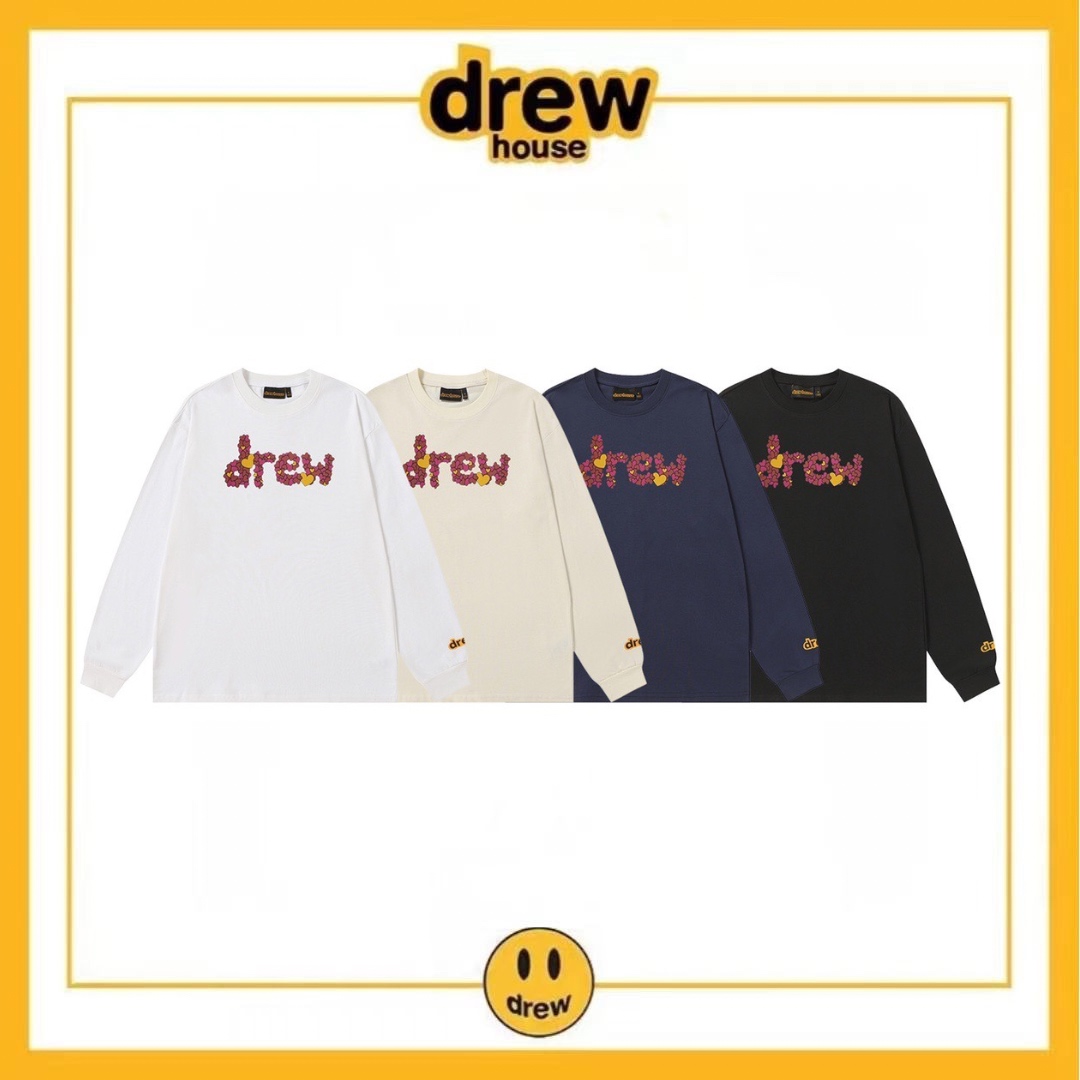 DREW HOUSE floral monogram, a loose-fitting, high-street cotton long-sleeved T-shirt from the American trendy brand Justin Bieber. Unisex