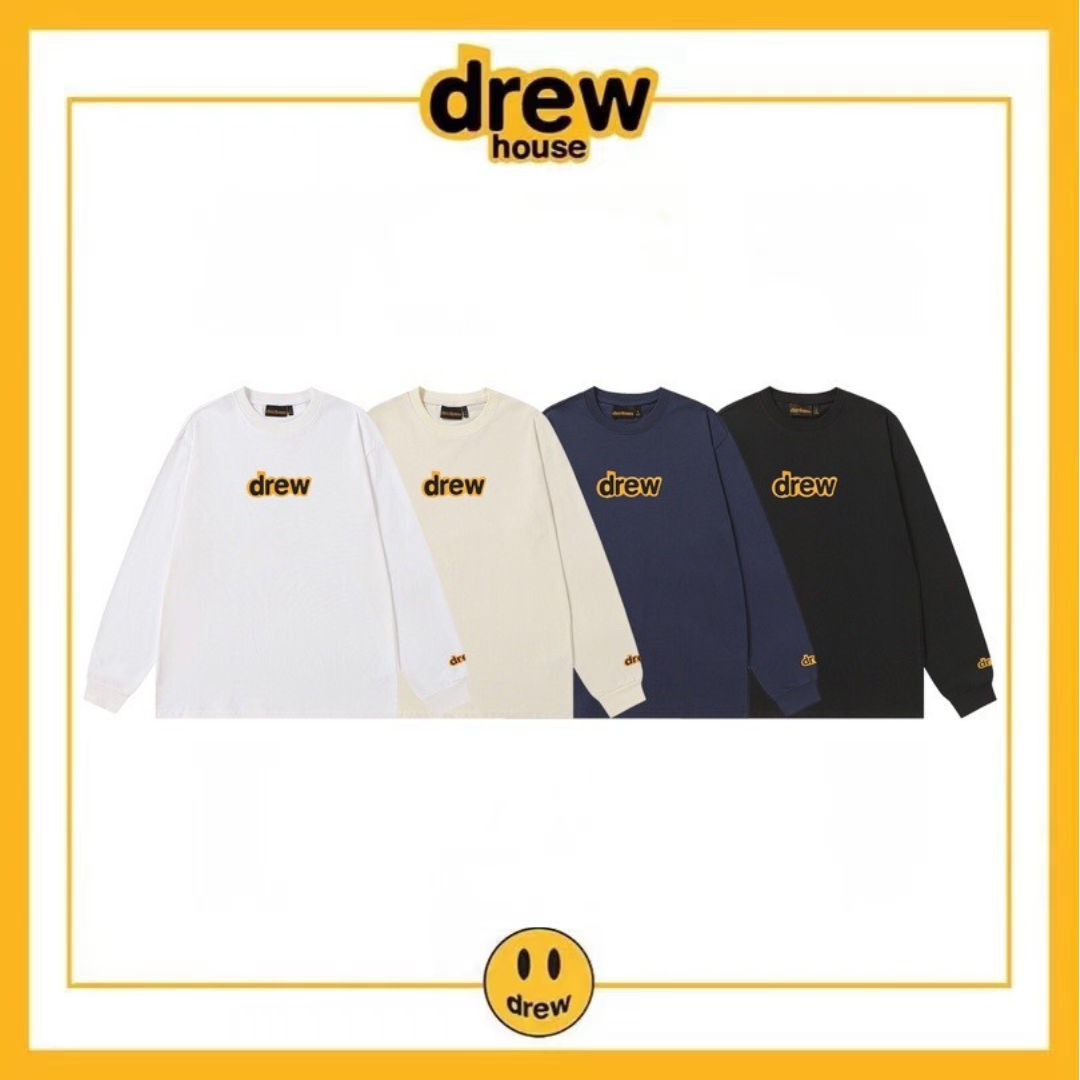 DREW HOUSE Classic Lettering, a loose-fitting, high-street cotton long-sleeved T-shirt from the American trendy brand Justin Bieber. Unisex