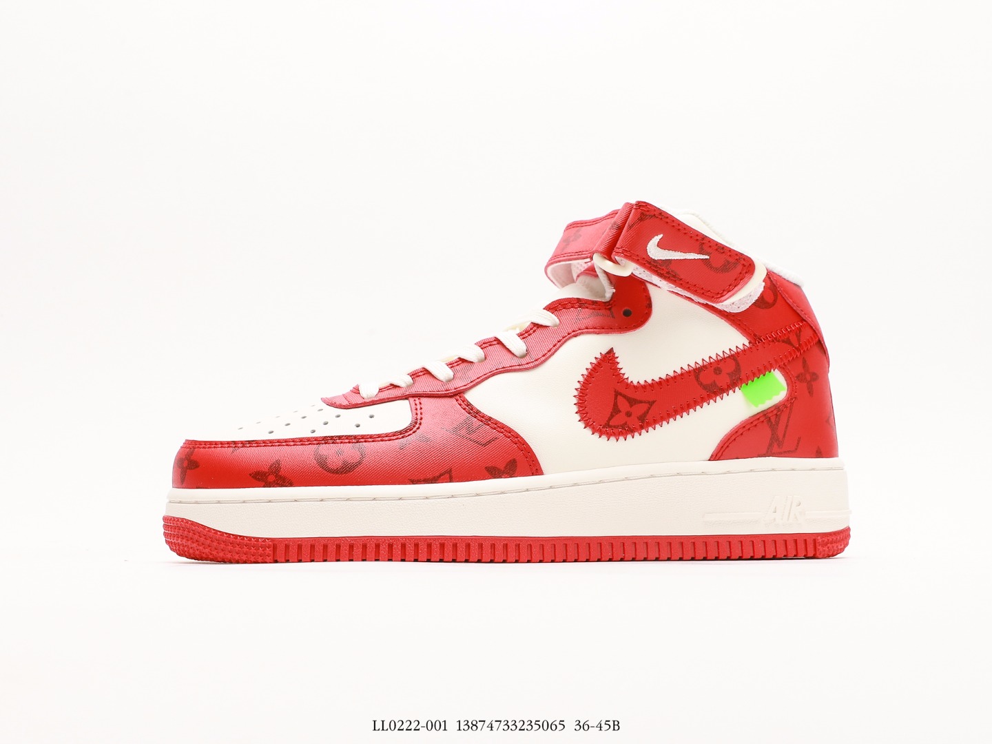 Louis Vuitton x Nk Air Force 1'07 Mid Joint Customization Beige Red Flower