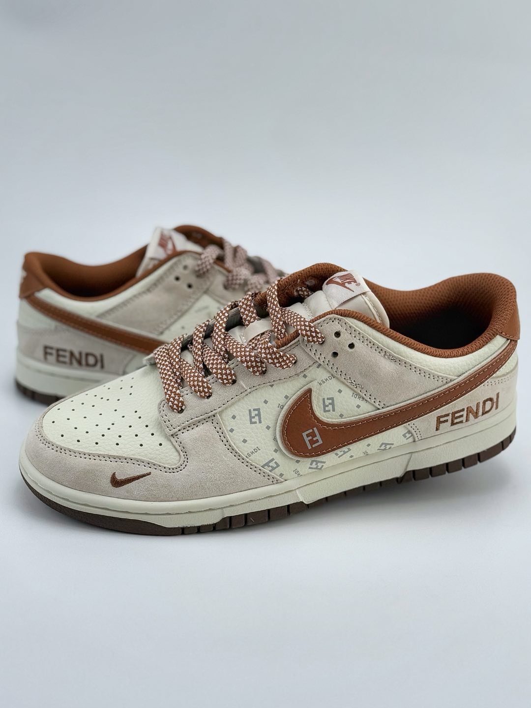 Nike SB Dunk Low x FENDI White and Brown Small Swoosh Star