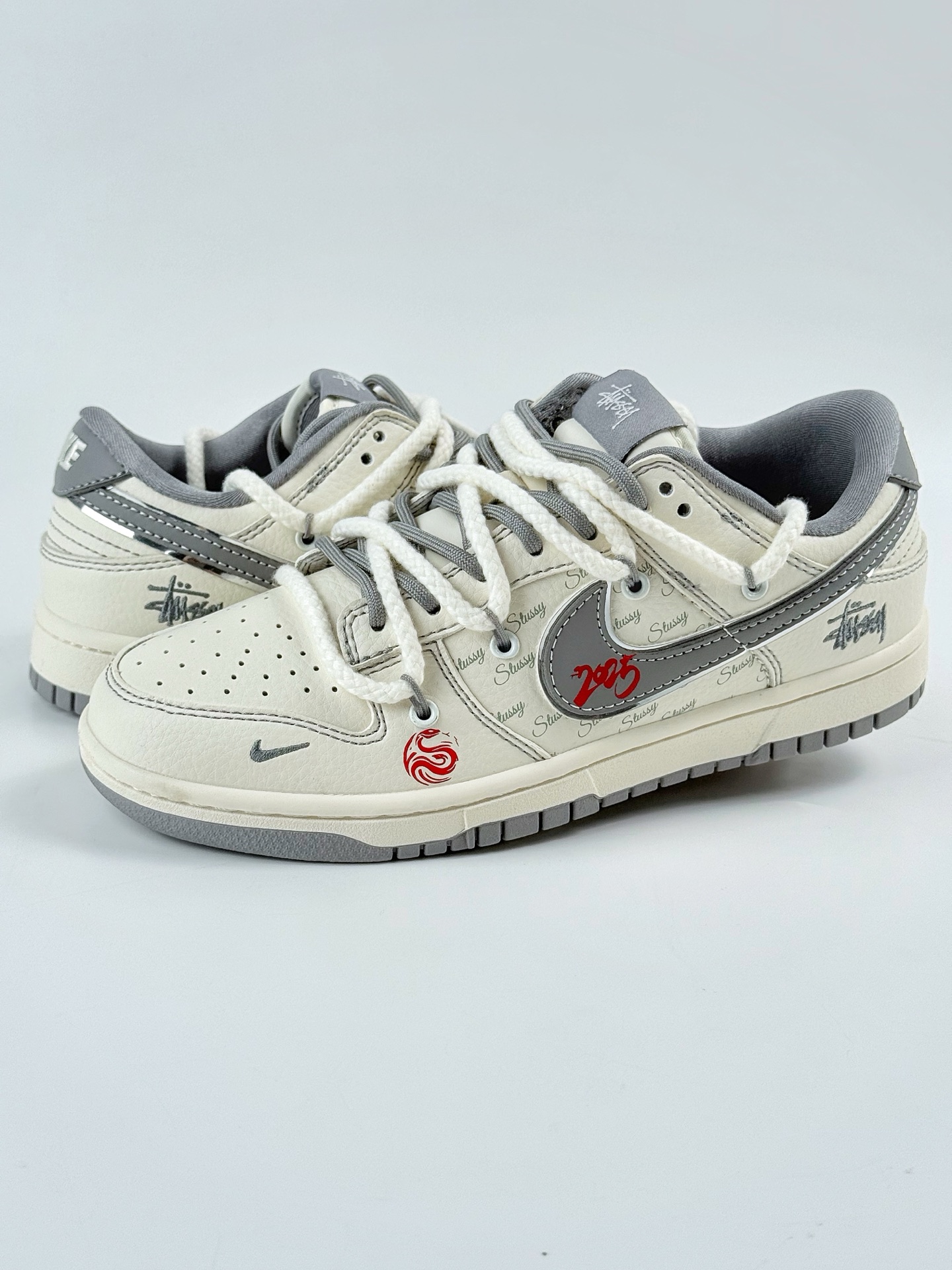 Nike SB Dunk Low x Stussy White and Grey Hook Straps