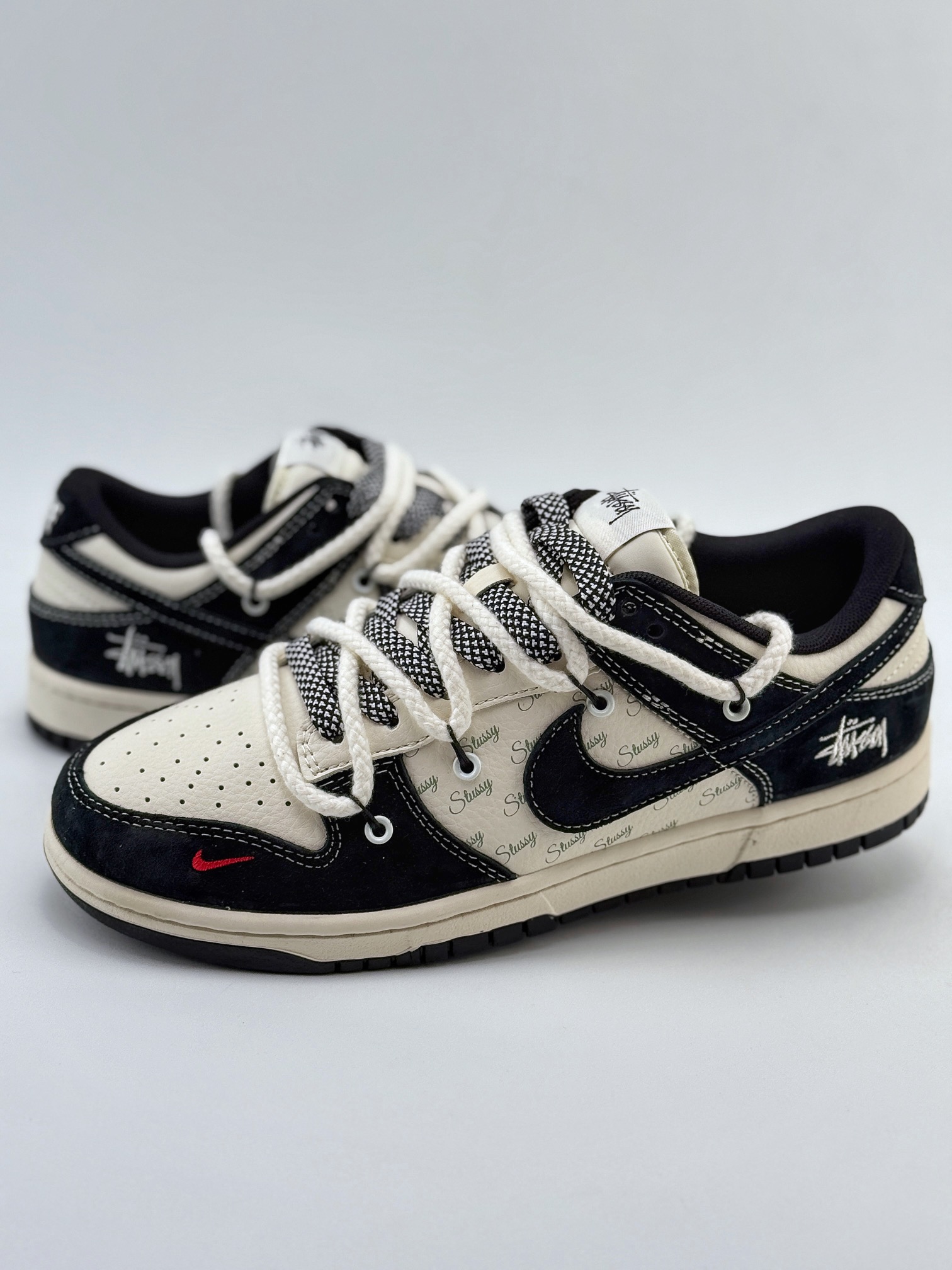 Nike SB Dunk Low x Stussy Beige, Black and Red Small Hook Strap Starry Sky